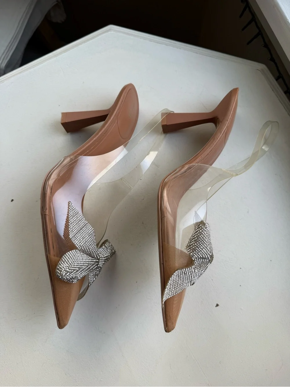 Zara rhinestone bow heels sz 10 - Picture 3 of 6